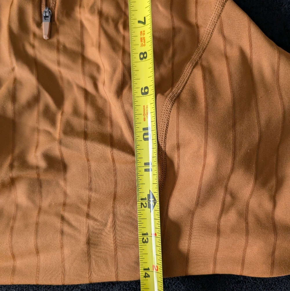 XL Mock Neck Athleisure Crop Top Sports Bra Neutral Tennis Prep Stripes Zip - Picture 5 of 7